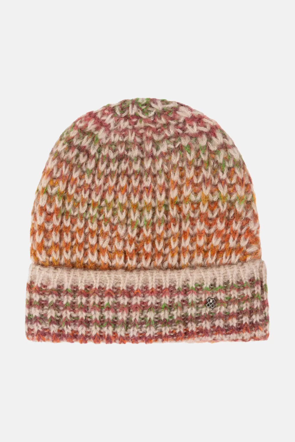 Gebreide Damesmuts Met Bruin-Beige Strepen-Terre Bleue Best Sale
