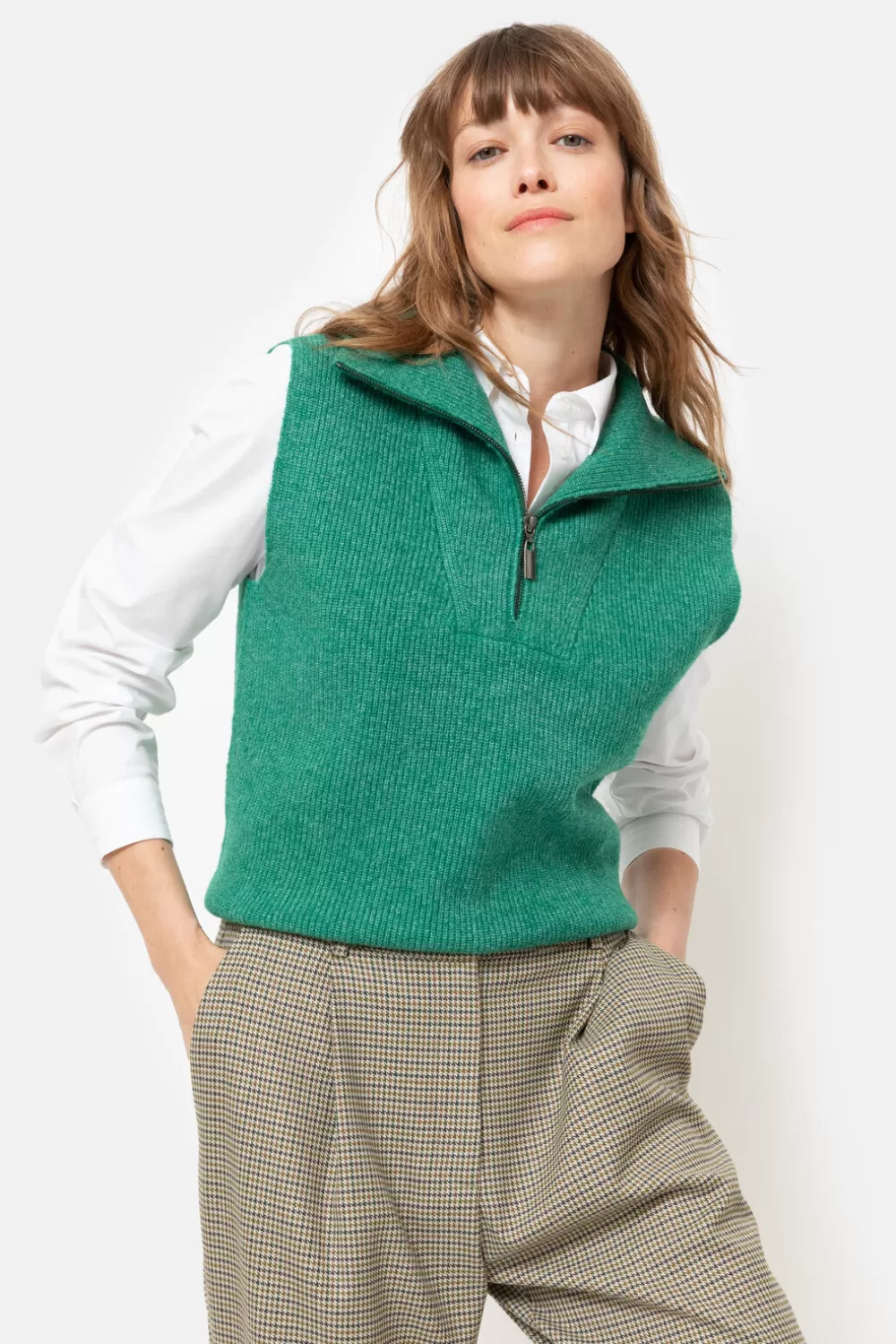 Geruite E Tapered Broek Met Bandplooi-Terre Bleue Hot